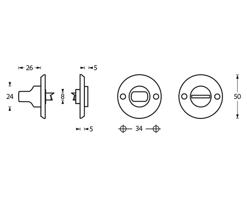 INTERSTEEL Rozet Rond Met WC-/badkamersluiting Zwart Mat 2 INTERSTEEL Rozet Rond Met WC-/badkamersluiting Zwart Mat - Afbeelding 2
