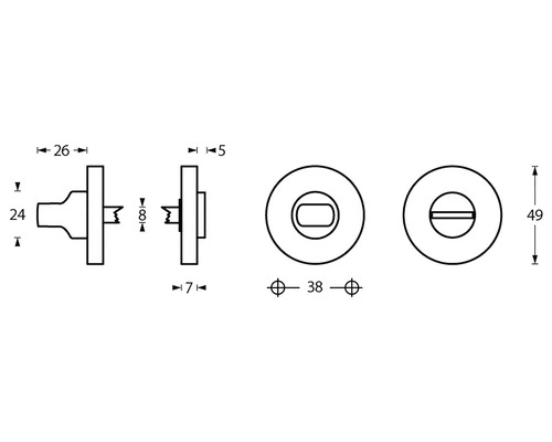 INTERSTEEL Rozet Rond Met WC-/badkamersluiting Verdekt Zwart Mat 2 INTERSTEEL Rozet Rond Met WC-/badkamersluiting Verdekt Zwart Mat - Afbeelding 2