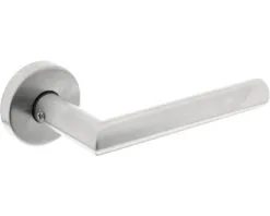 INTERSTEEL Deurkruk Paar Hoek 90° Op Rozet RVS Geborsteld