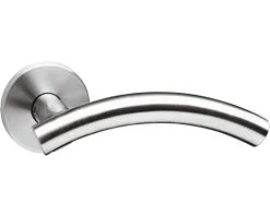 INTERSTEEL Deurkruk Paar Gebogen Op Rozet RVS Geborsteld