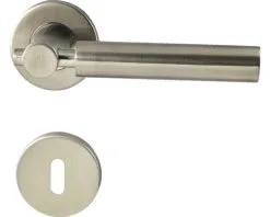 PERTURA Deurkruk Paar Krona Op Rozet Met Sleutelplaat RVS Mat