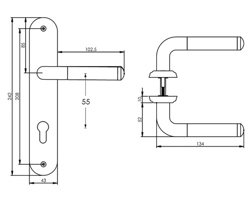 INTERSTEEL Deurkruk Paar Agatha Op Schild Met Profielcilindergat PC55 Chroom Nikkel 2 INTERSTEEL Deurkruk Paar Agatha Op Schild Met Profielcilindergat PC55 Chroom Nikkel - Afbeelding 2